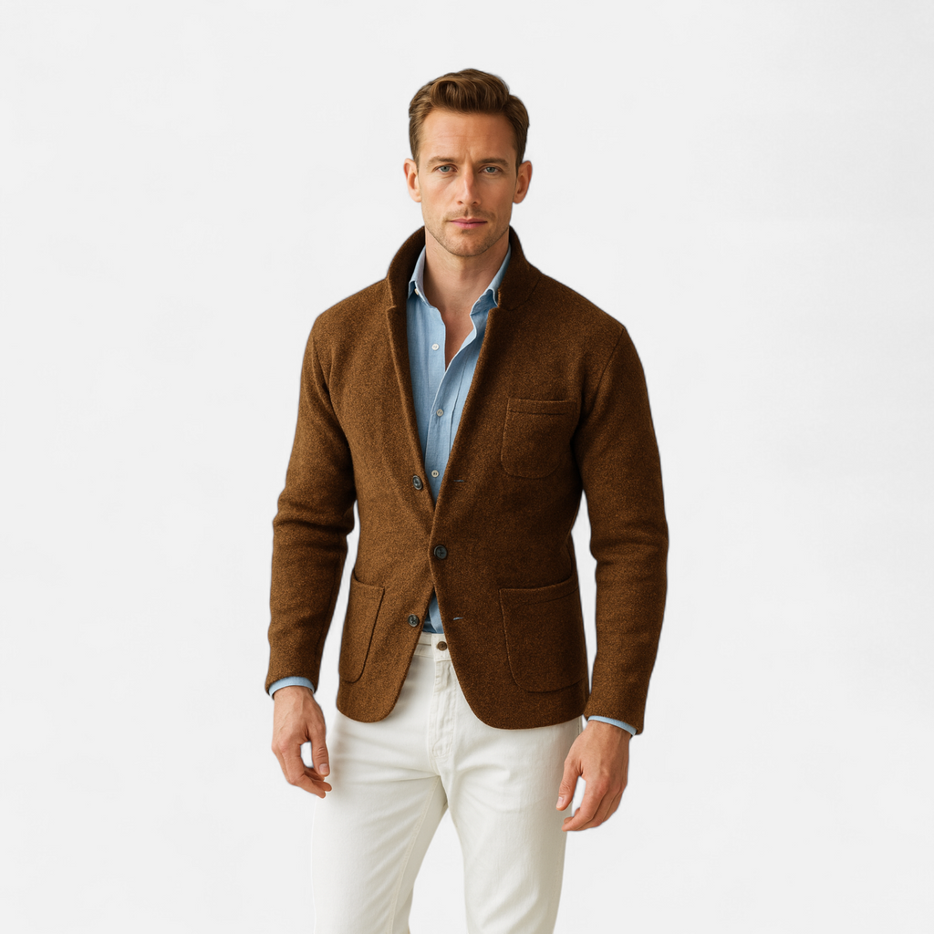 Chaqueta vintage de lana para hombre con cuello alto