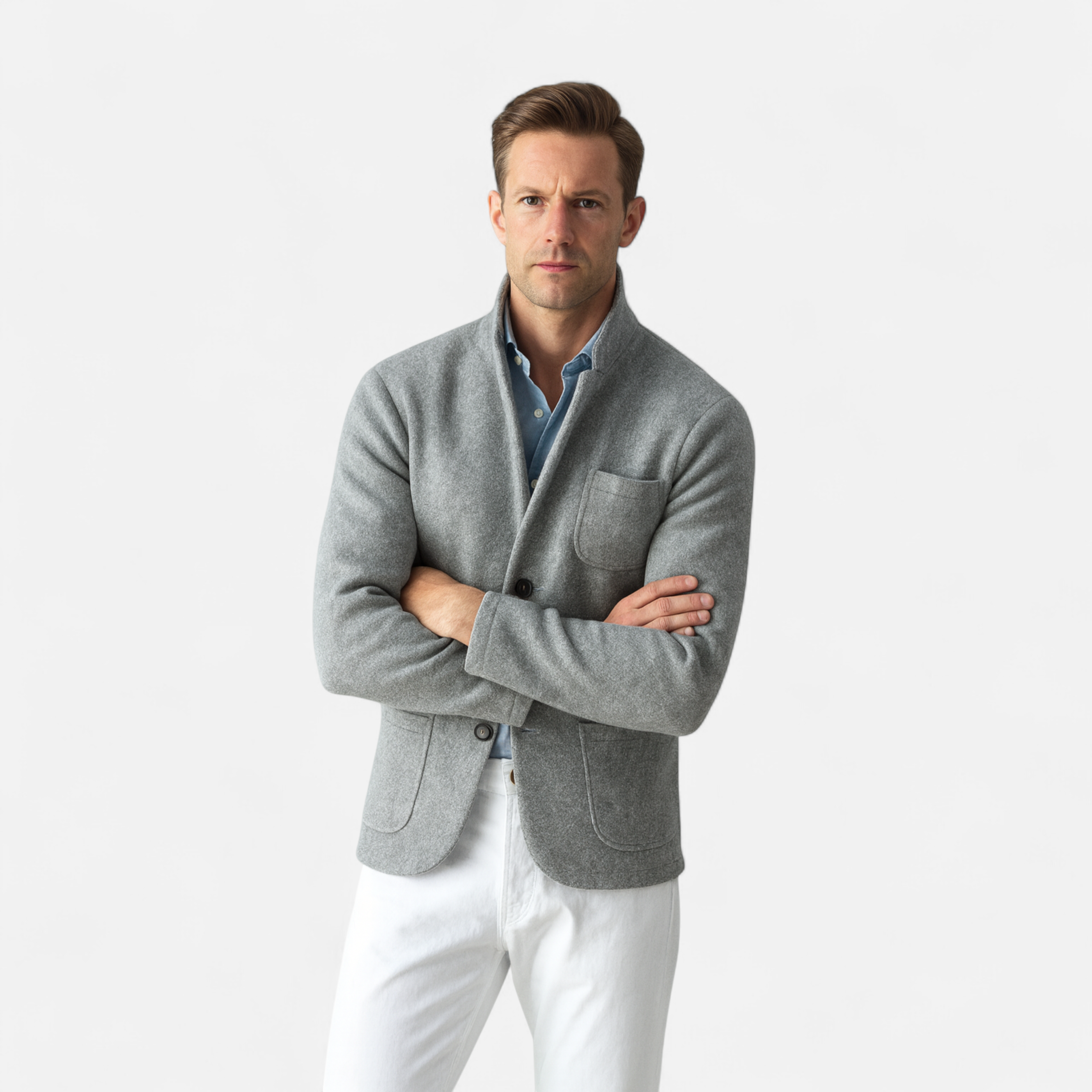 Chaqueta vintage de lana para hombre con cuello alto