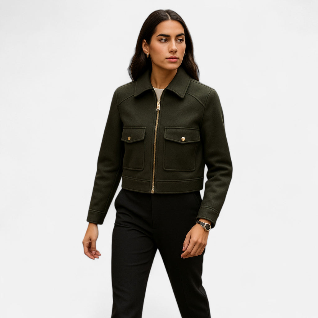 Chaqueta de invierno elegante para mujer con cremallera