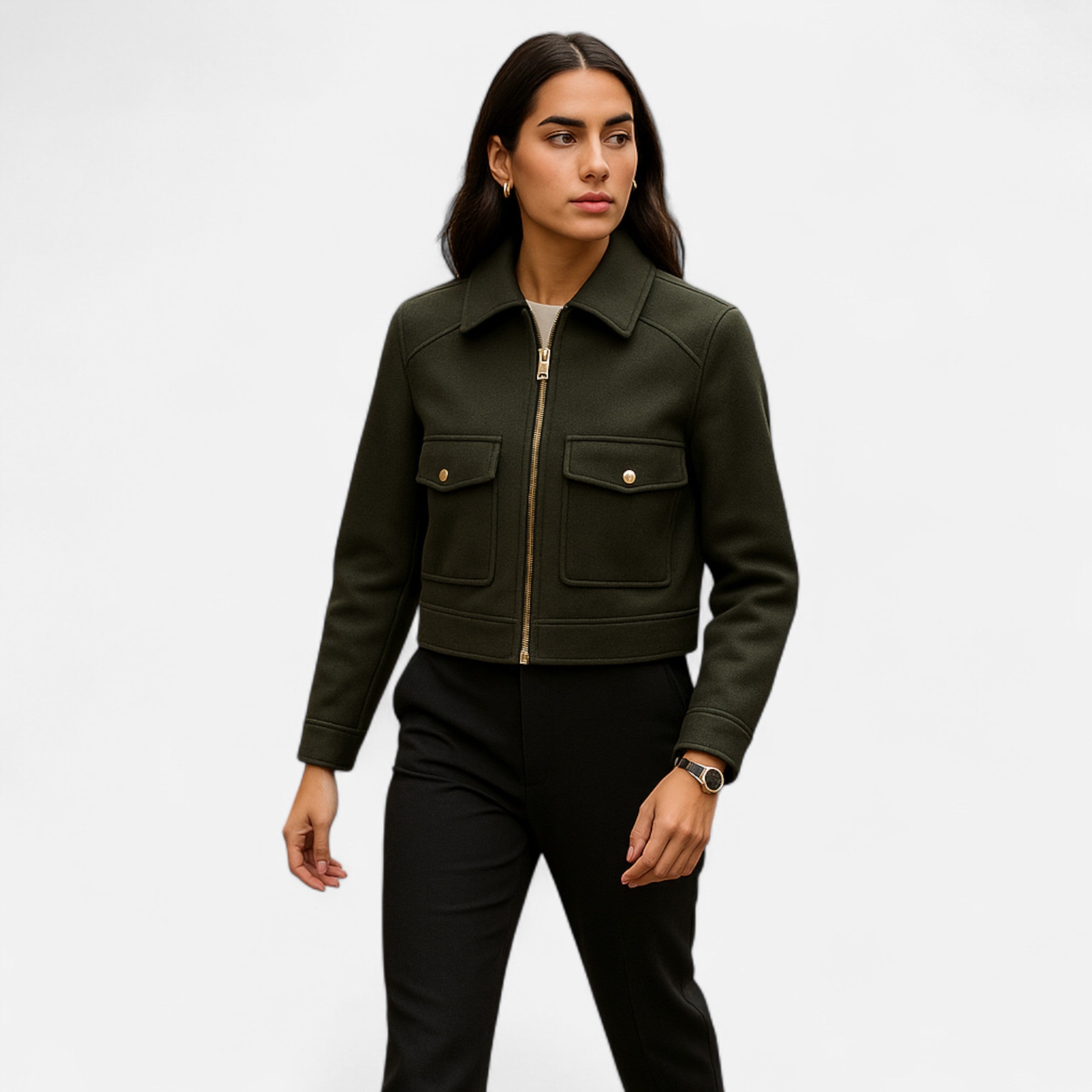 Chaqueta de invierno elegante para mujer con cremallera