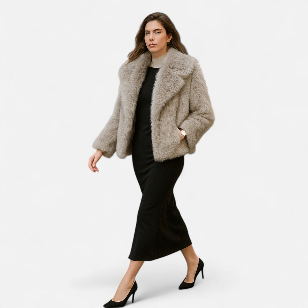 Abrigo de Invierno para Mujer Elegante, Acogedor, Esponjoso, Suave y de Piel Sintética