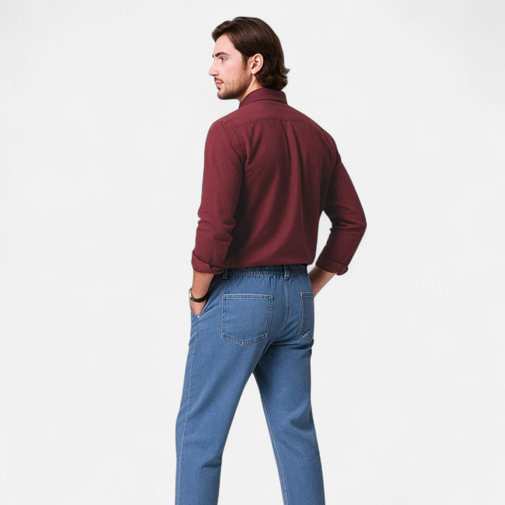 Camicia da uomo versatile elegante a maniche lunghe tinta unita