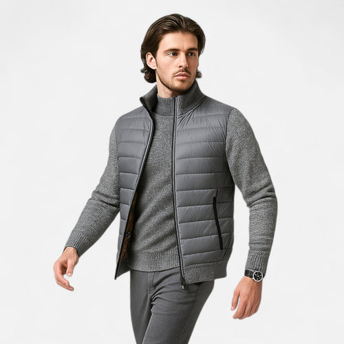 Men's Fleece Patchwork Stand-Collar Jacket