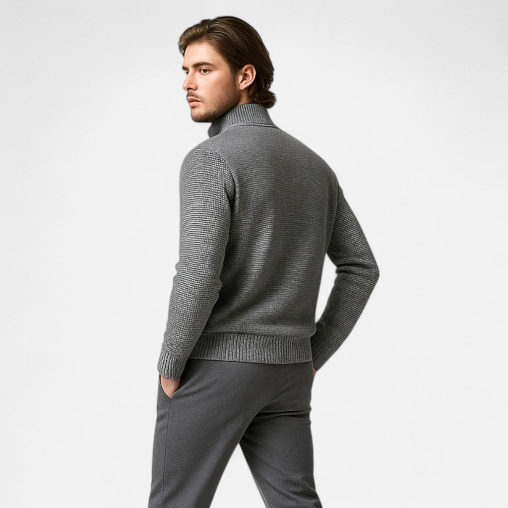 Giacca da uomo in pile con collo alto e motivo patchwork
