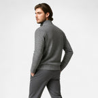 Giacca da uomo in pile con collo alto e motivo patchwork