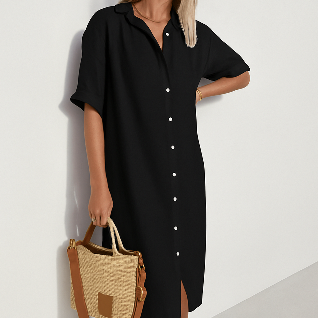 Abito Camicia Classico e Versatile in Lino per Attività all'Aperto da Donna