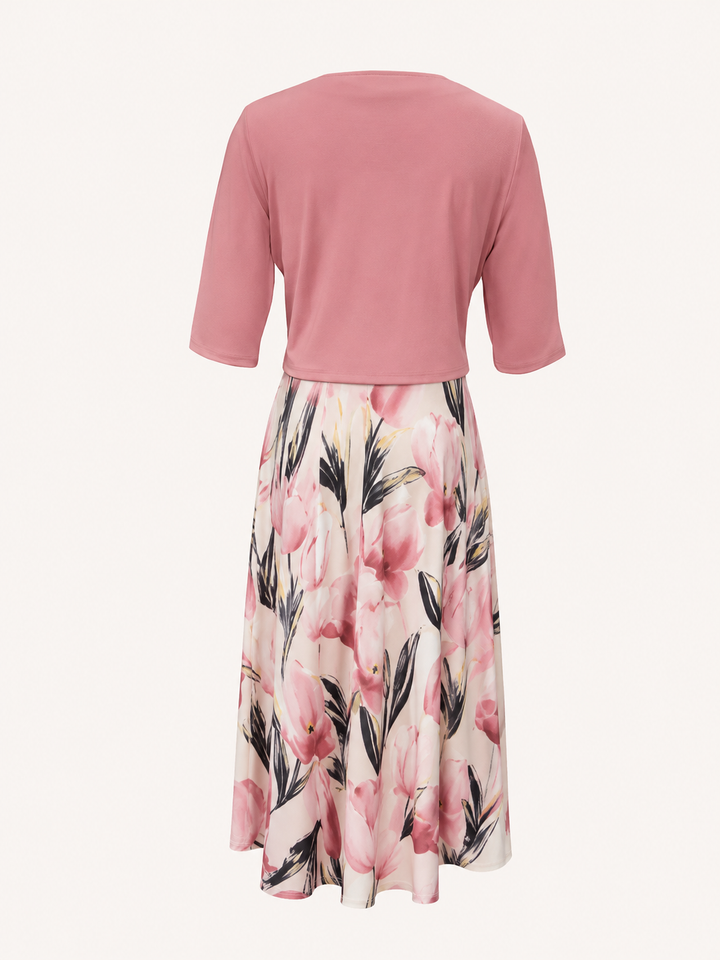 Conjunto de vestido maxi floral y chaqueta