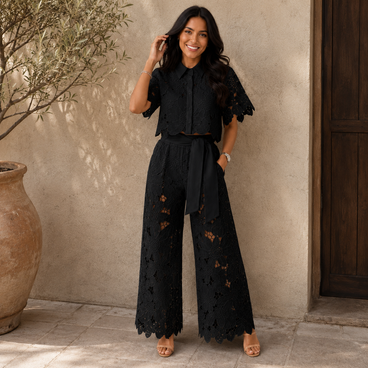 Floral Cut-Out Two-Piece Set