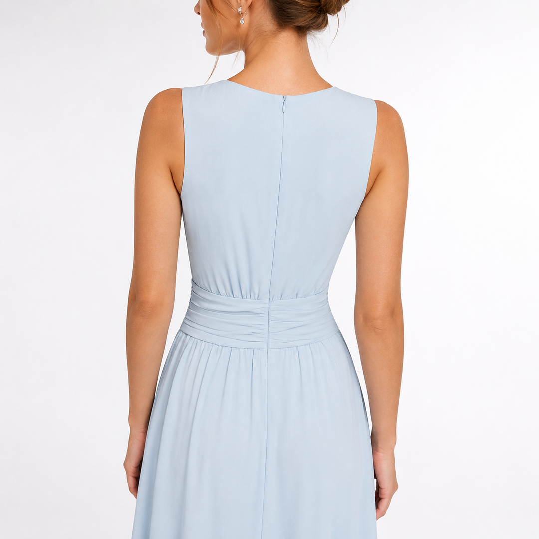Vestido largo de gasa para invitada de boda