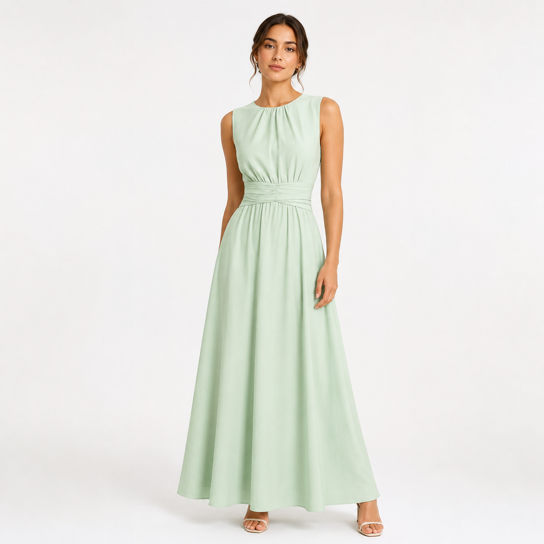 Vestido largo de gasa para invitada de boda