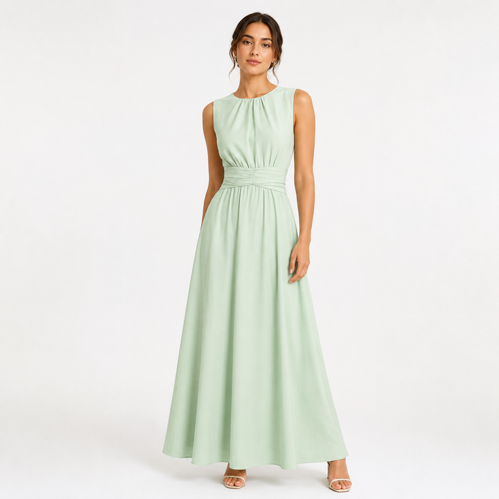 Vestido largo de gasa para invitada de boda