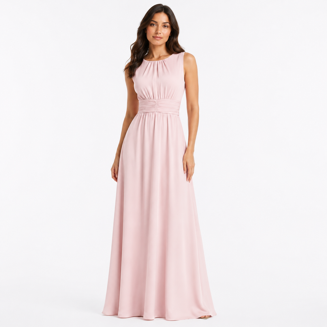 Vestido largo de gasa para invitada de boda