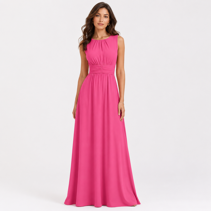Vestido largo de gasa para invitada de boda