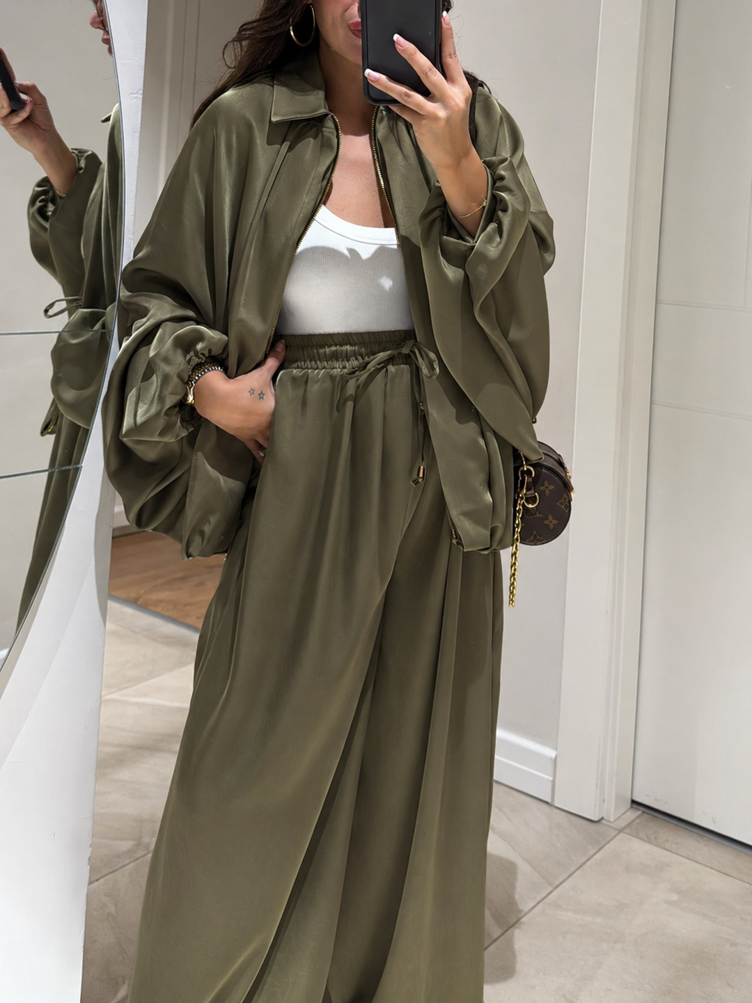 Conjunto de chaqueta casual y pantalón con cordón