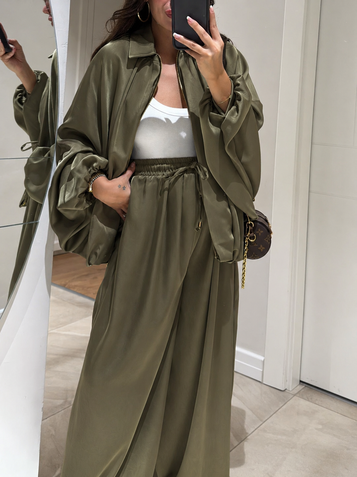 Conjunto de chaqueta casual y pantalón con cordón