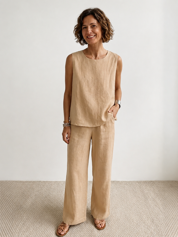 Conjunto de camiseta sin mangas y pantalones de pierna ancha