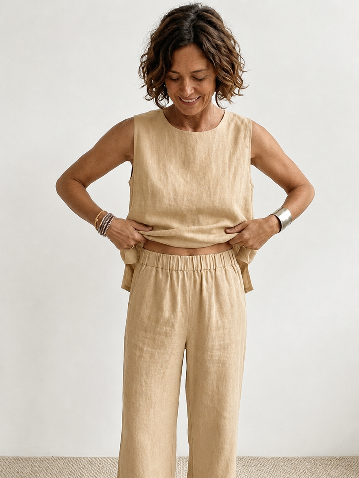 Conjunto de camiseta sin mangas y pantalones de pierna ancha