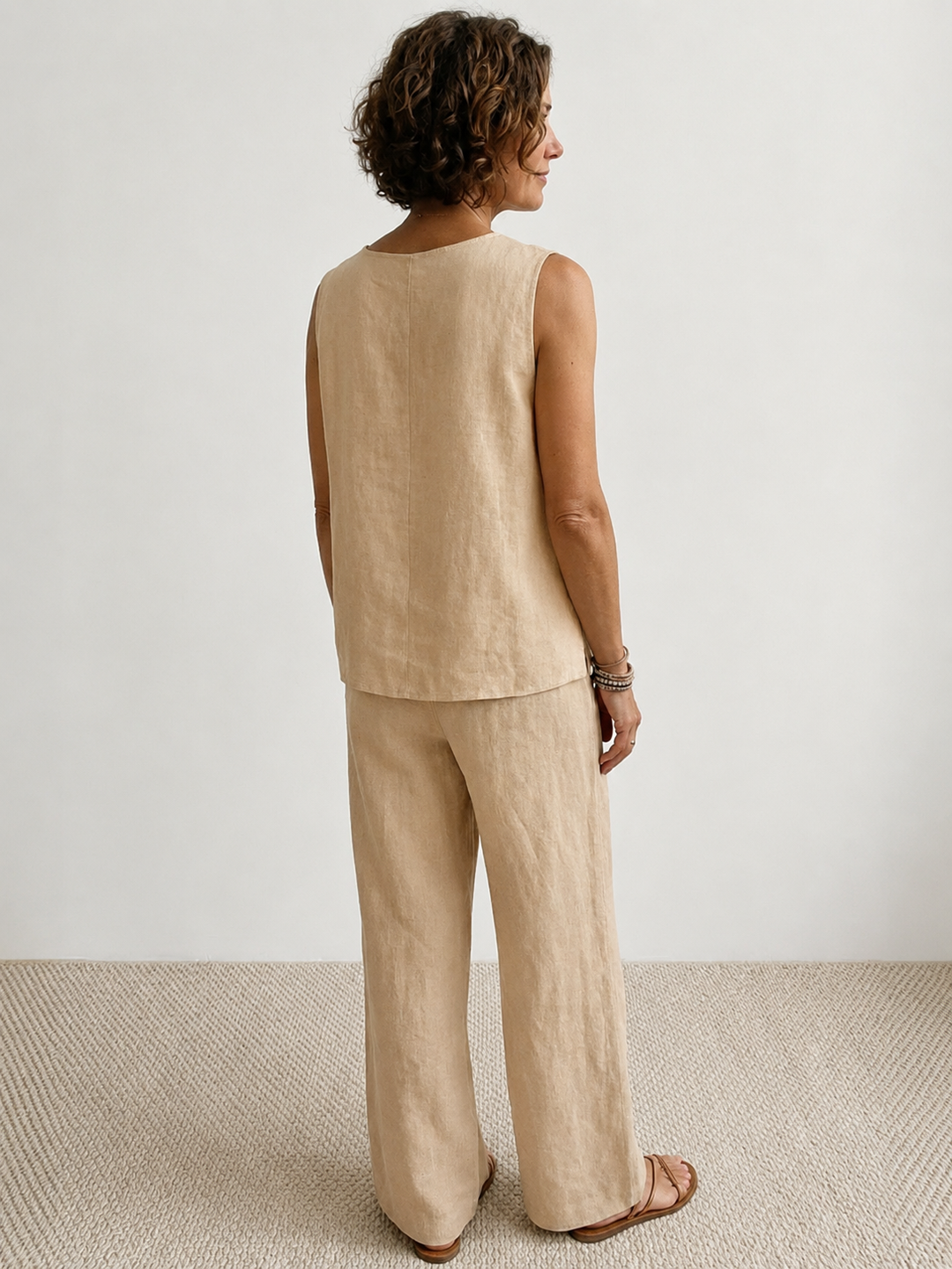 Conjunto de camiseta sin mangas y pantalones de pierna ancha