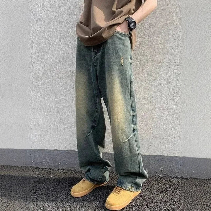 Jeans anchos modernos, sueltos y largos para uso diario para hombre