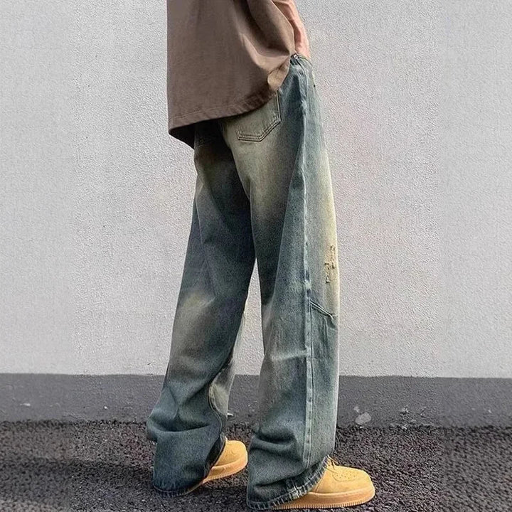 Jeans anchos modernos, sueltos y largos para uso diario para hombre