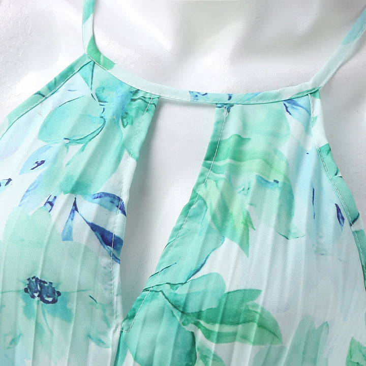 Vestido largo de verano con elegante brisa floral de temporada para mujer
