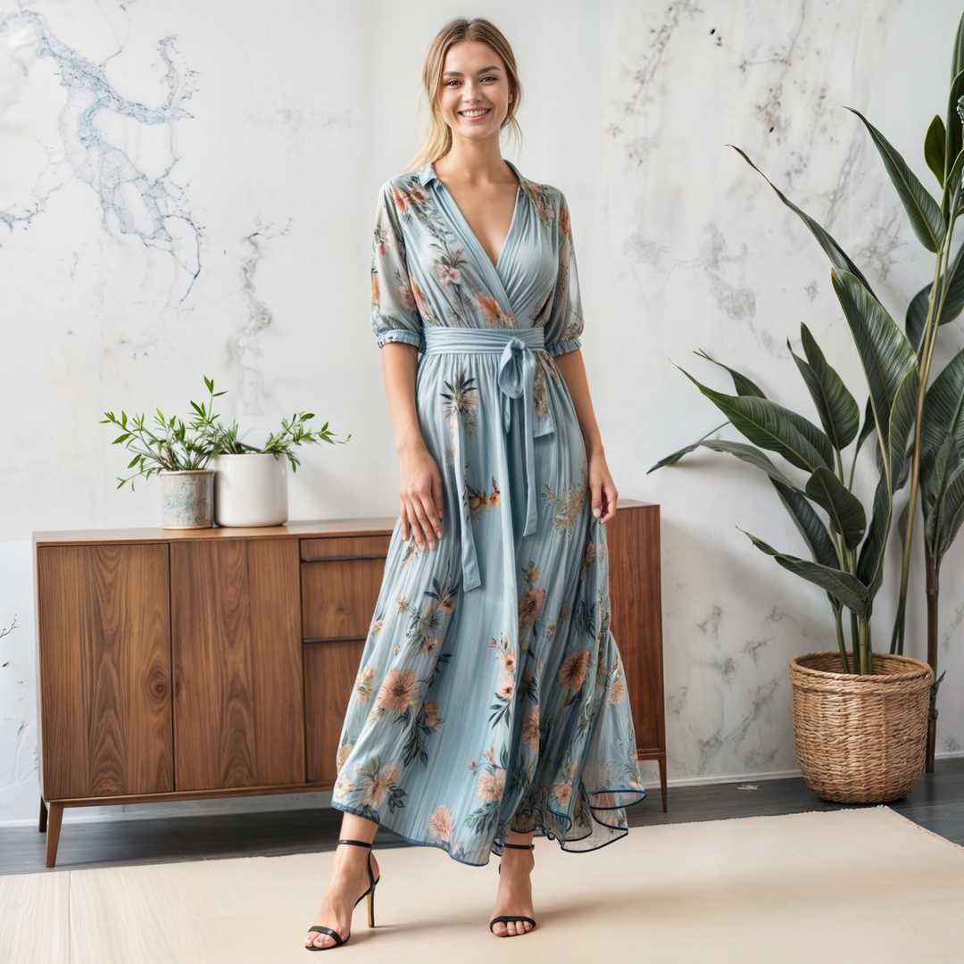Vestido midi con escote en V