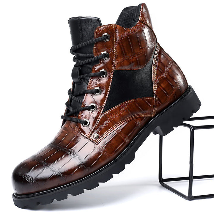 Modern Adventure Combat Outdoor Embossed Ankle Men's Boots