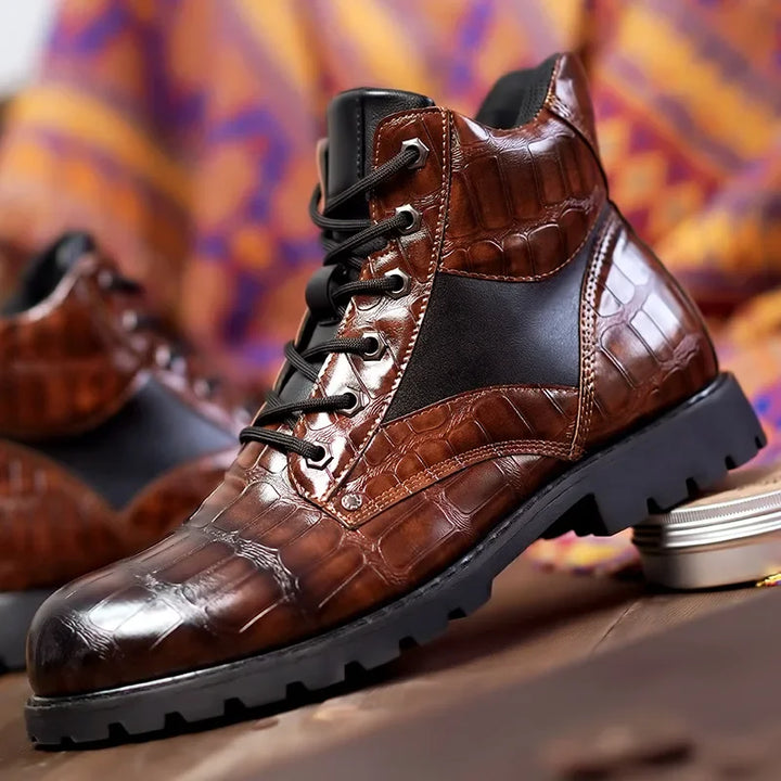 Modern Adventure Combat Outdoor Embossed Ankle Men's Boots