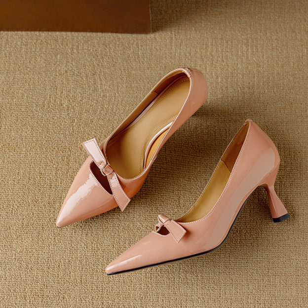 Zapatos de tacón kitten con detalle de lazo