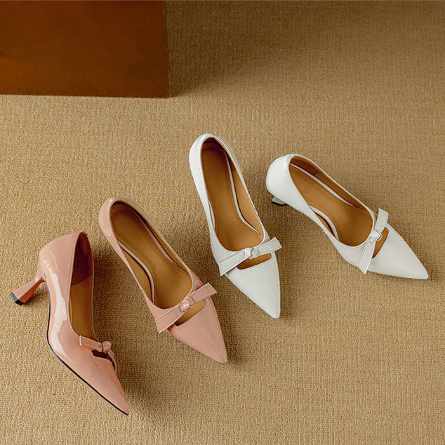 Zapatos de tacón kitten con detalle de lazo