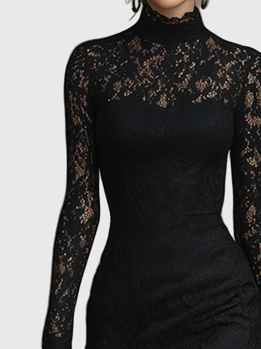 Vestido maxi con cola de pez y encaje