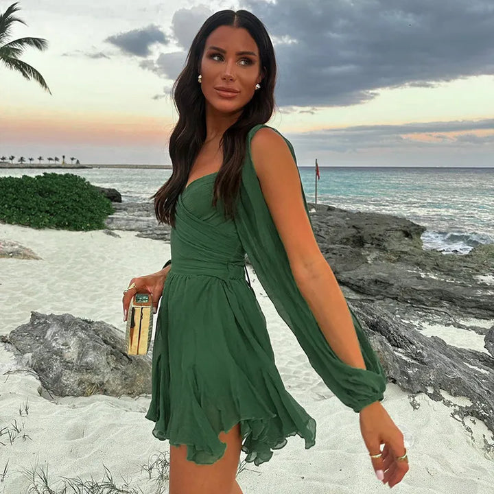 Vestido corto festivo de manga larga para verano para mujer