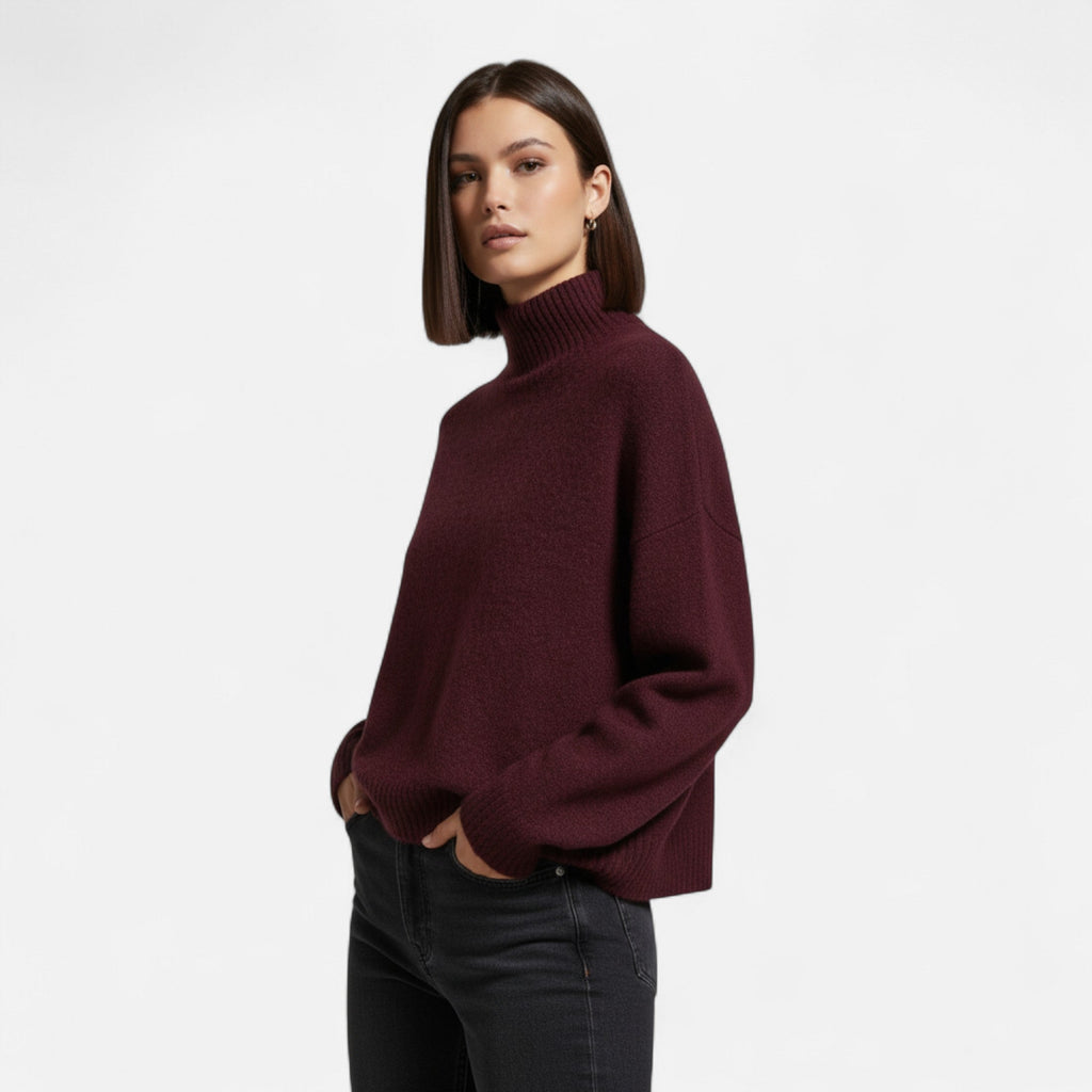 Maglione Vintage da Donna con Collo Alto – Calore Classico Invernale