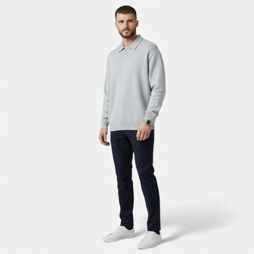 Men's Loose-Fit Button-Up Polo Sweater
