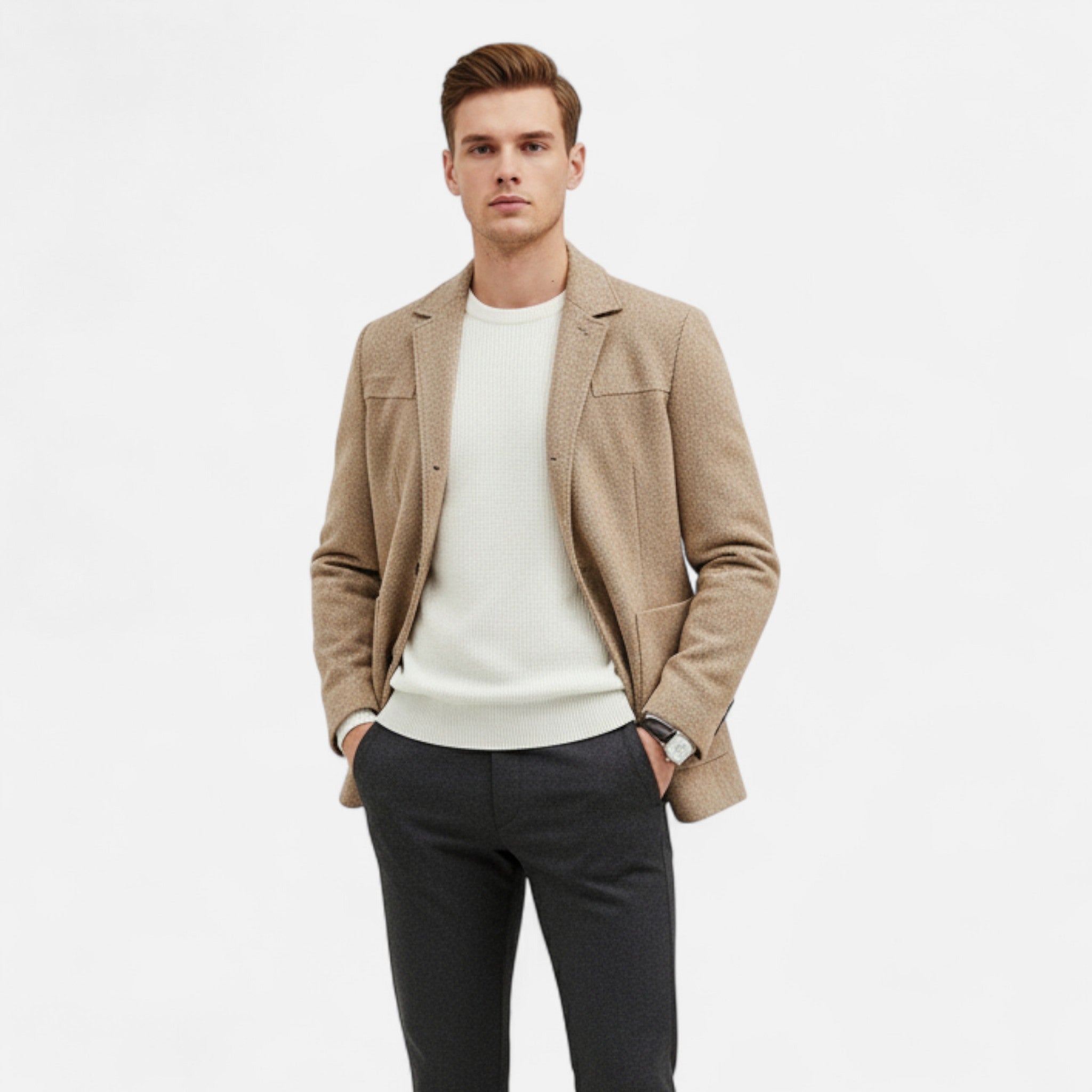 Giacca da uomo in misto lana – Eleganza business con rever