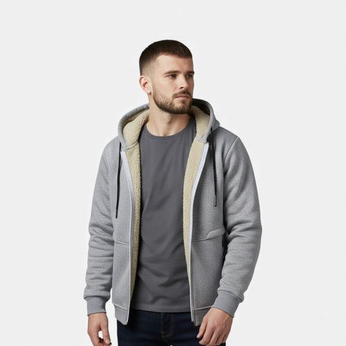 Men's Fleece-Lined Winter Hoodie Jacket