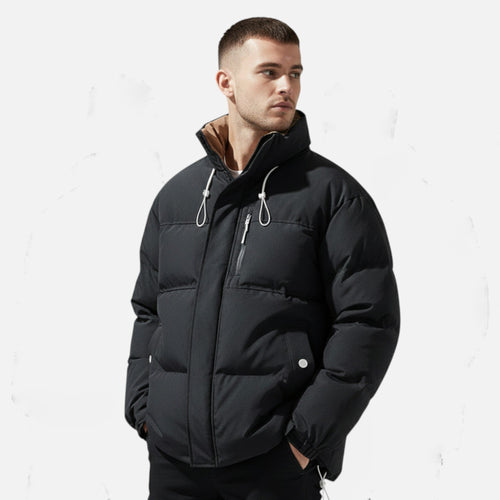 Men's Oversized Windproof Jacket with Stand Collar