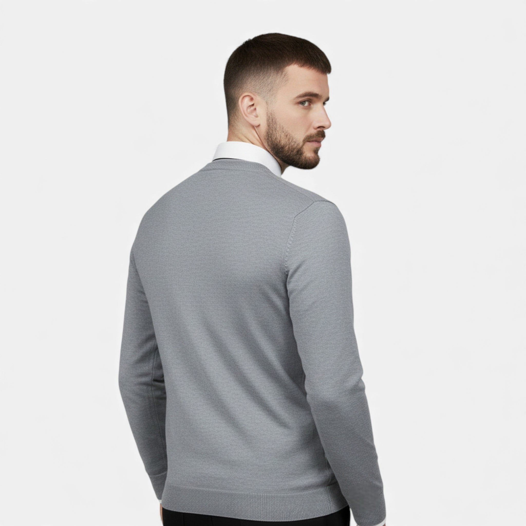Suéter de punto para hombre con cuello en V para otoño/invierno