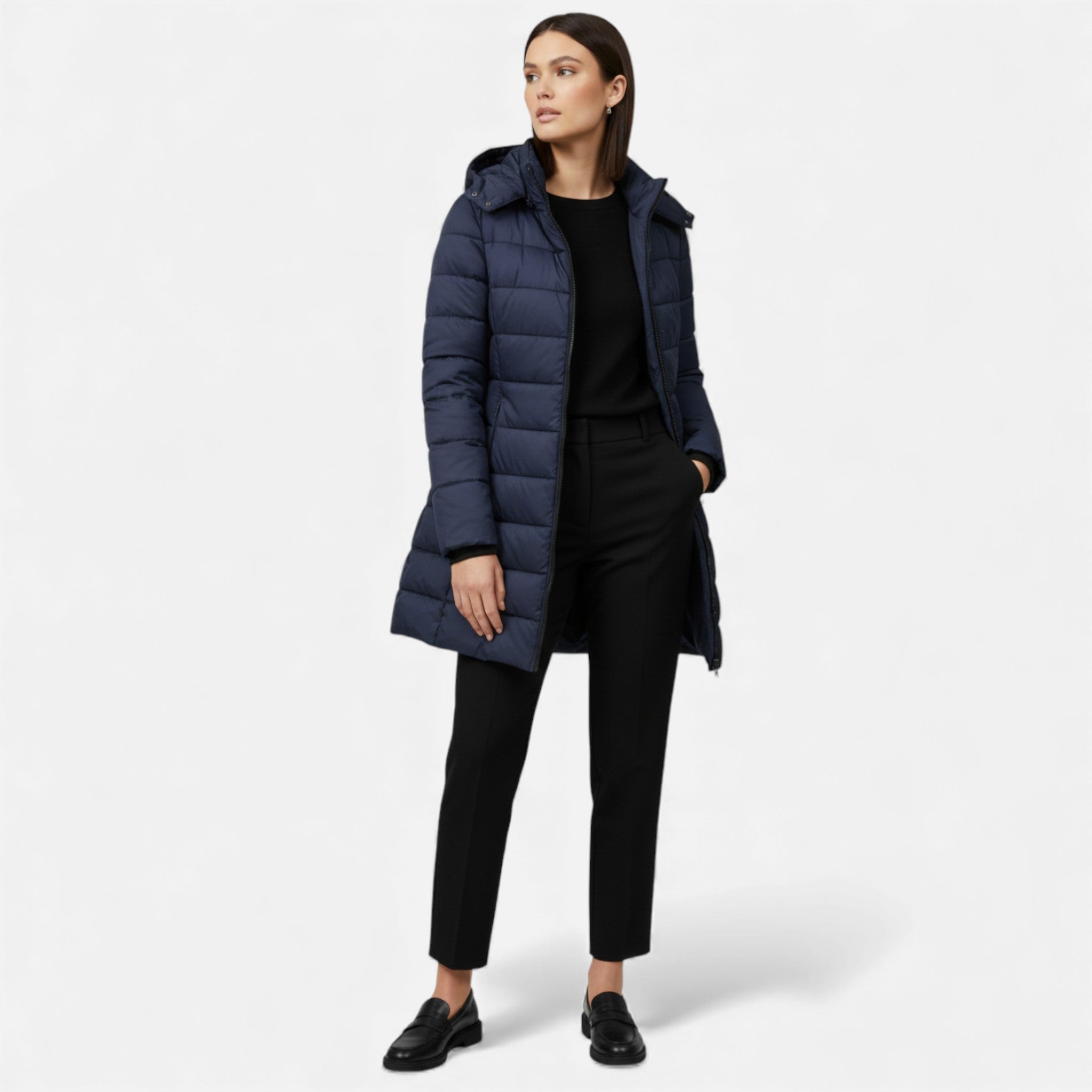 Chaqueta de otoño e invierno para mujer, acolchada, de mezcla de algodón