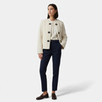 Chaqueta de mujer con botones de palanca y piel sintética