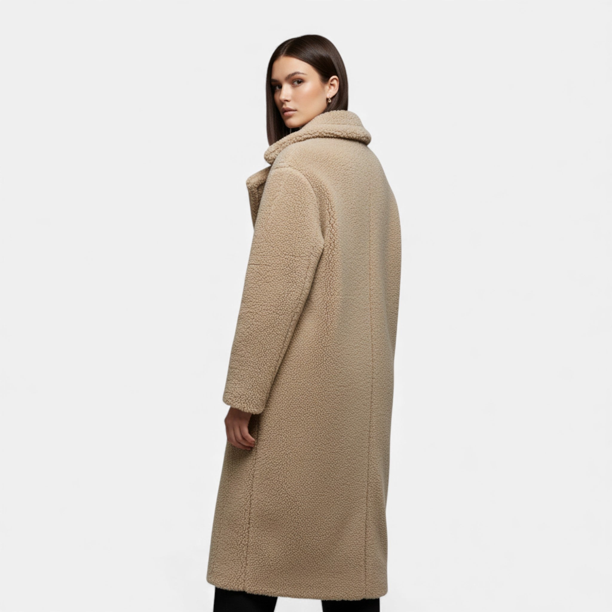 Cappotto Teddy lungo doppiopetto da donna