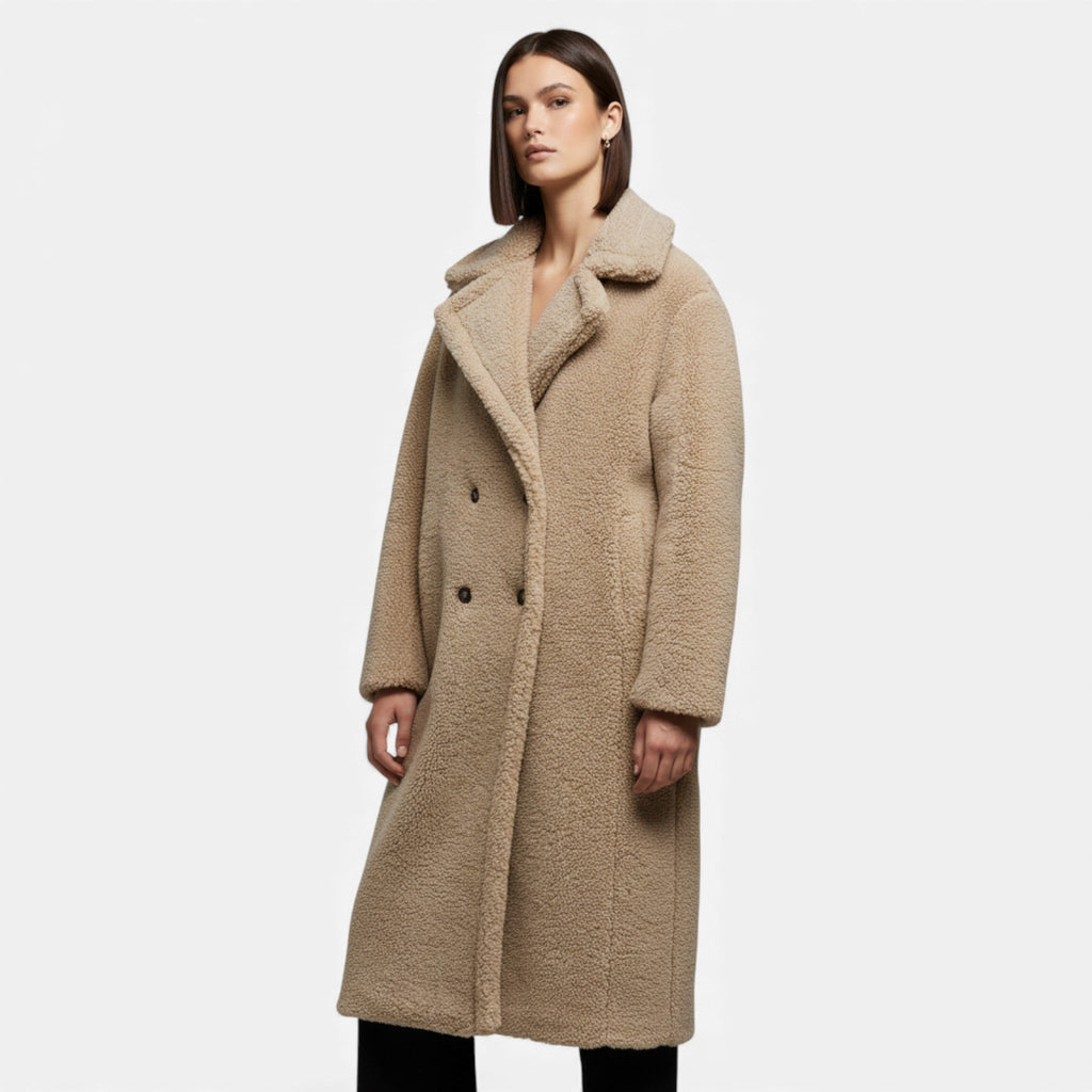Cappotto Teddy lungo doppiopetto da donna