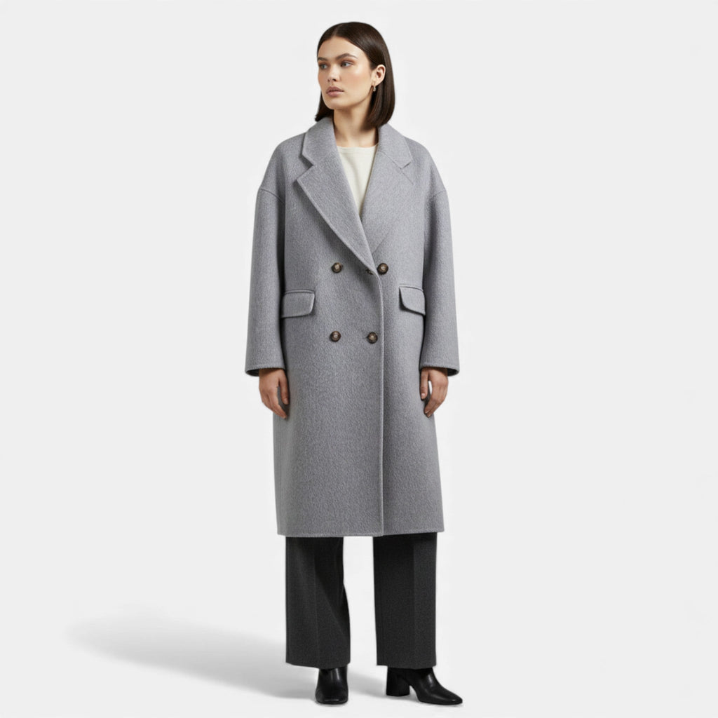 Cappotto invernale da donna in misto lana con doppia tasca