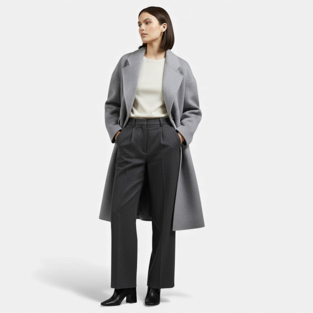Cappotto invernale da donna in misto lana con doppia tasca
