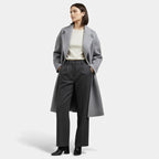 Cappotto invernale da donna in misto lana con doppia tasca