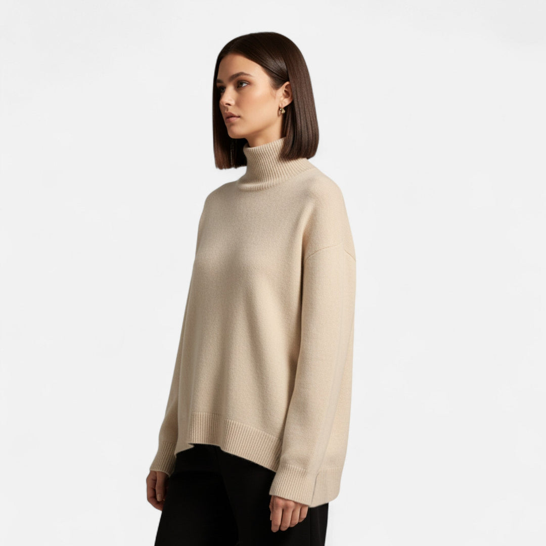 Suéter de cuello alto tejido exquisito y cálido para mujer