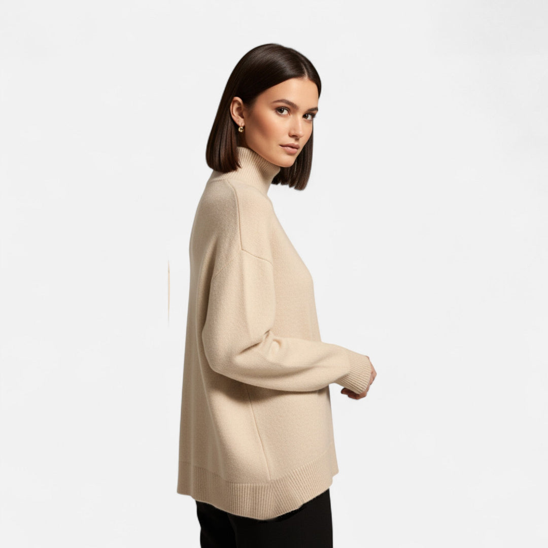 Suéter de cuello alto tejido exquisito y cálido para mujer