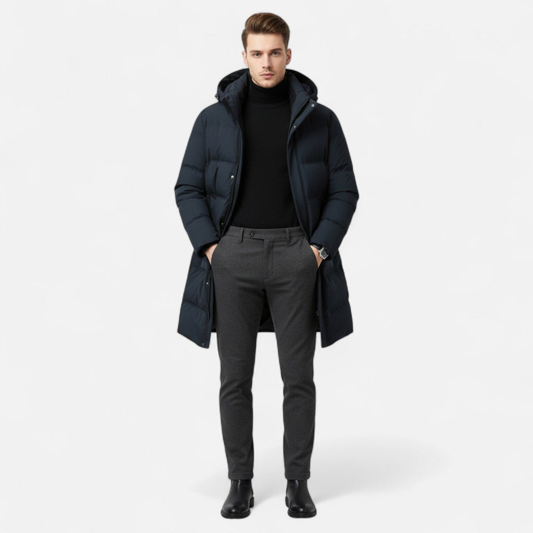 Men’s Elegant Warm Down Parka Hooded Insulated Jacket