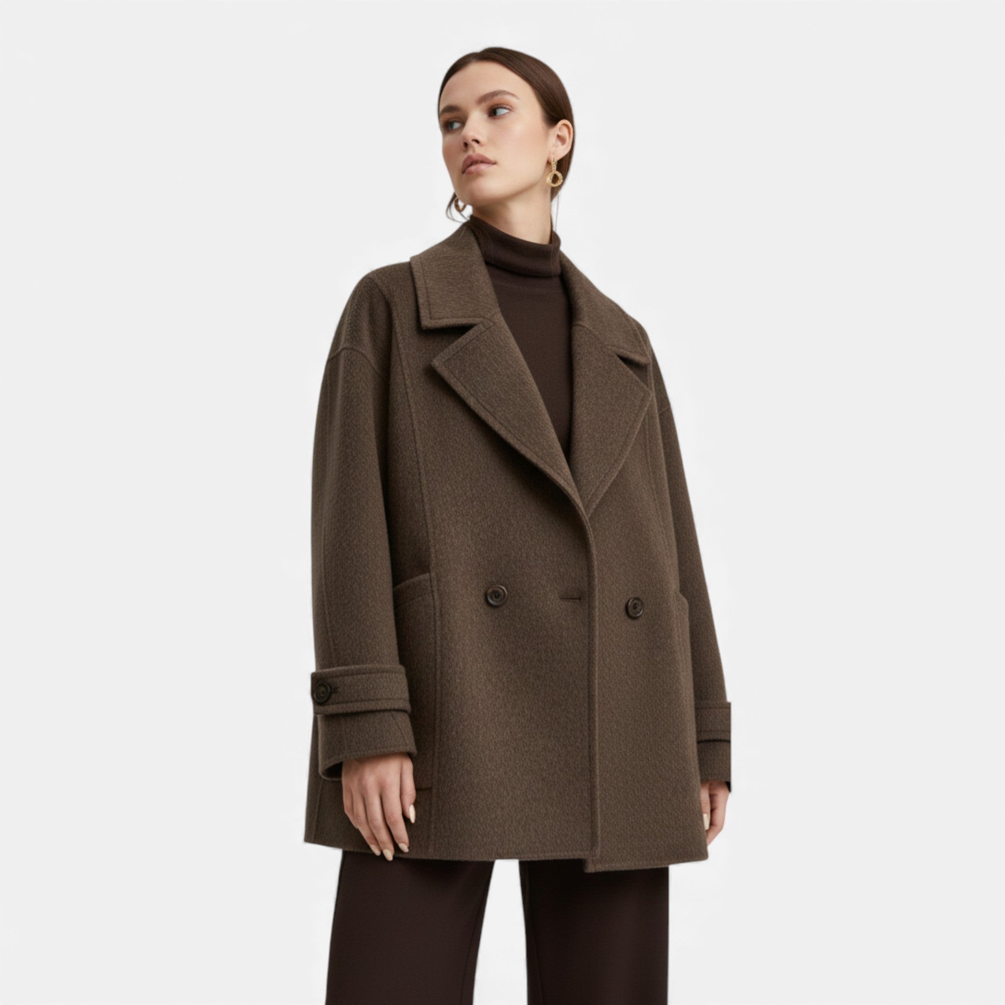 Cappotto invernale spesso da donna in misto alpaca