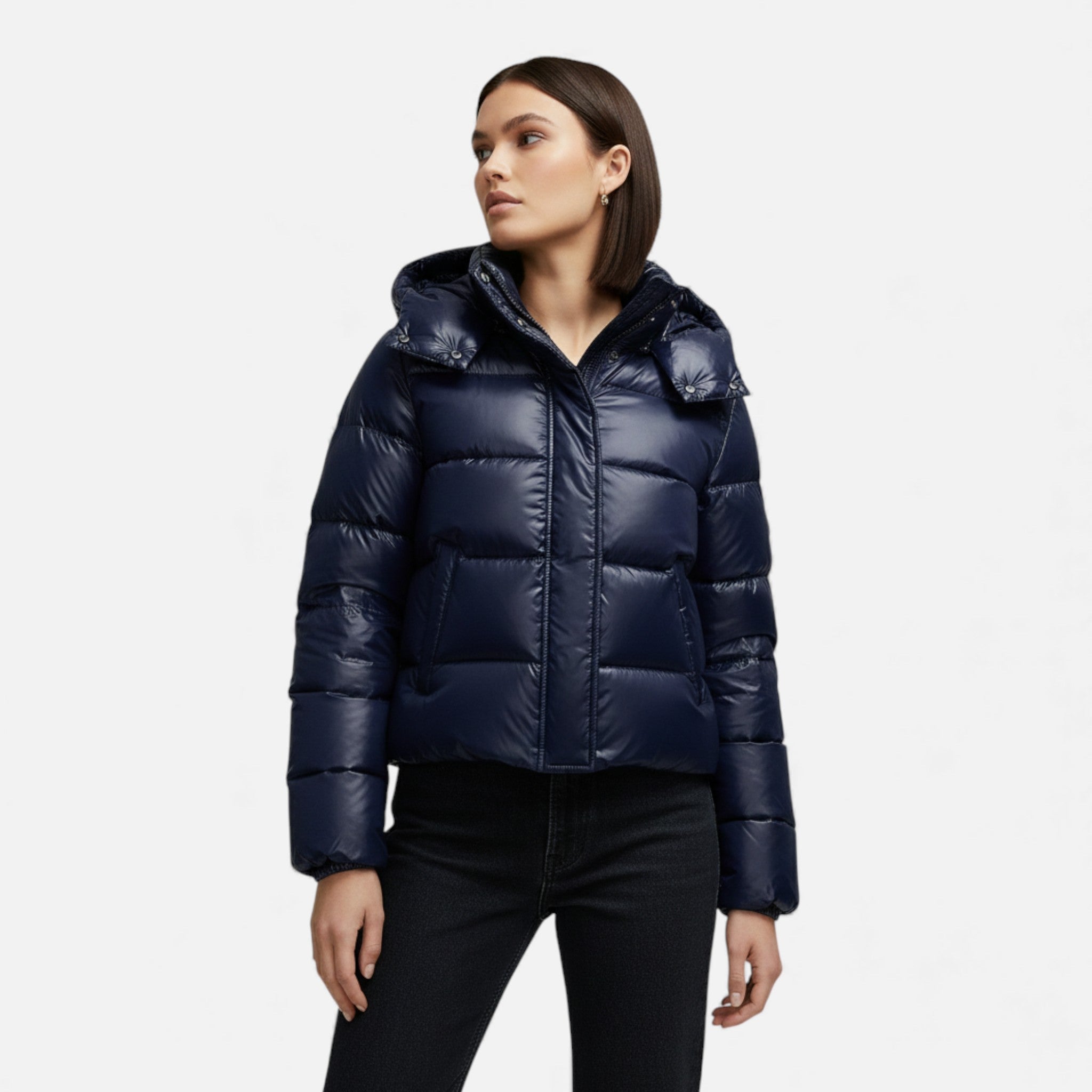 Chaqueta de invierno gruesa con capucha retro para mujer